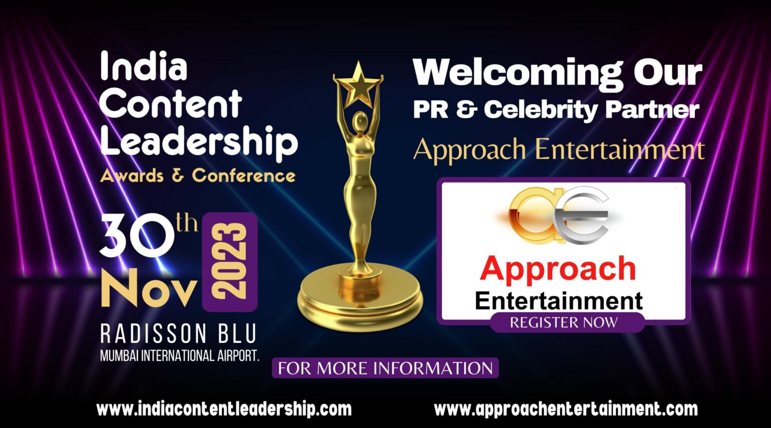 Approach Entertainment Named Exclusive PR & Celebrity Partner for India Content Leadership Awards, Ad World Showdown & Social Stars Awards 2023