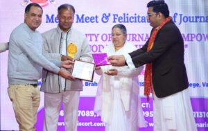 Sonu Tyagi, Founder of Go Spiritual & Approach Entertainment, Honored at Media Meet & Felicitation of Journalists by Brahma Kumaris and NISCORT Media College